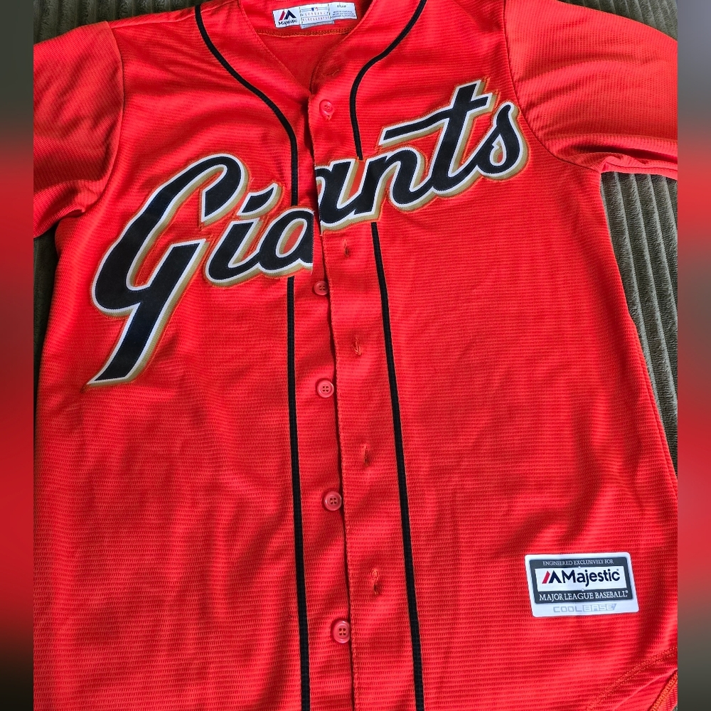 Majestic Orange Giants Button-Up Jersey